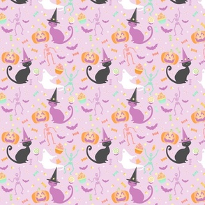 Pastel Halloween Kitties & Treats Purple