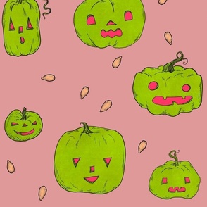 Jack O'Lanterns! - Bright Green & Pink