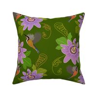 Passionfruit Chinoiserie #1 - forest green, medium to large 