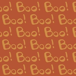 451 - Boo! hand-painted word in russet and mustard - perfect for the spooky Halloween season  for kids apparel, crafts, costumes and home decor