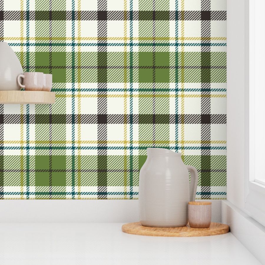 Nature Trail Plaid - Ivory Green Large Scale