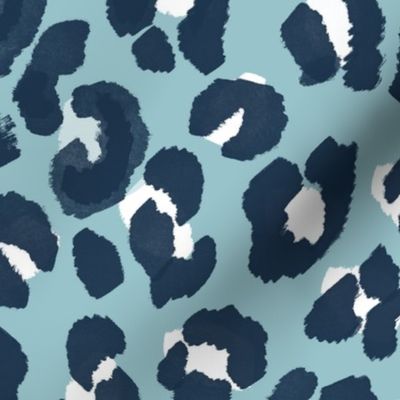 Navy and Teal Blue Leopard Print  