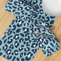 Navy and Teal Blue Leopard Print  