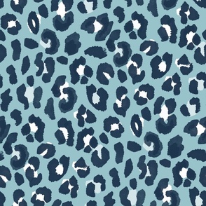 Navy and Teal Blue Leopard Print  