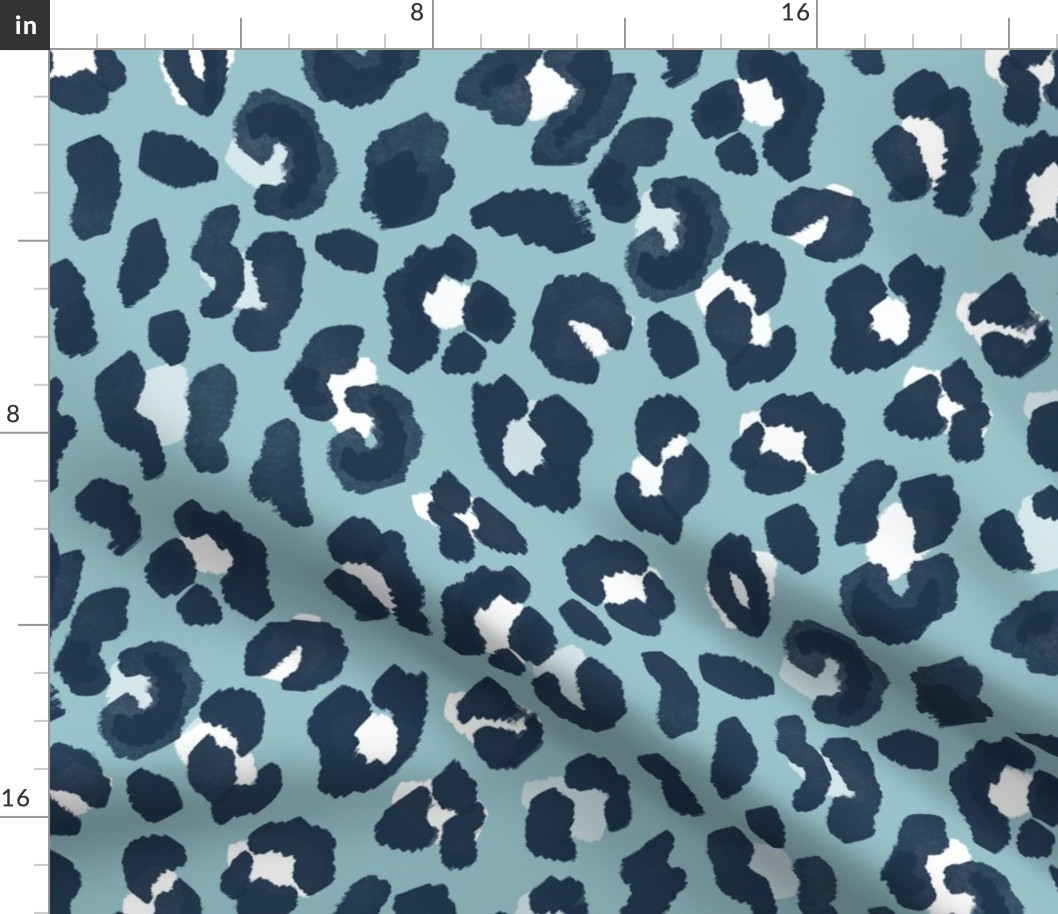 Navy and Teal Blue Leopard Print  