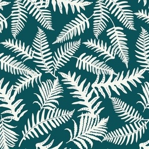 Fern Forest - Woodland Botanical - Teal Ivory Regular Scale