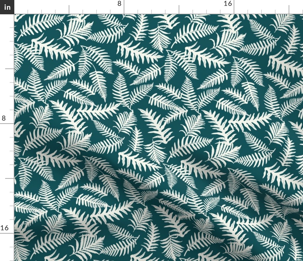 Fern Forest - Woodland Botanical - Teal Ivory Regular Scale