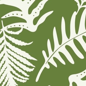 Fern Forest - Woodland Botanical - Green Ivory Jumbo Scale