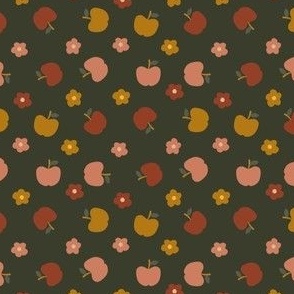 SMALL fall apple fabric - boho muted apple orchard fabric