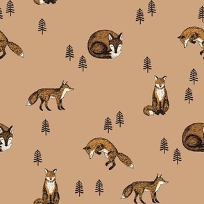 boho fox fabric - autumn woodland fabric - cottagecore fabric 
