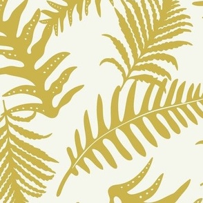 Fern Forest - Woodland Botanical - Ivory Citron Yellow Large Scale