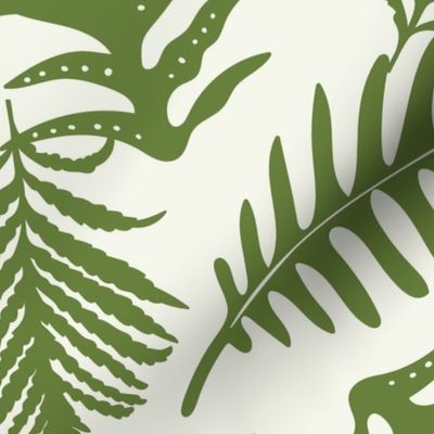Fern Forest - Woodland Botanical - Ivory Green Jumbo Scale