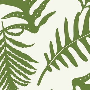 Fern Forest - Woodland Botanical - Ivory Green Jumbo Scale