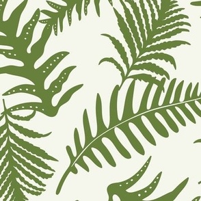 Fern Forest - Woodland Botanical - Ivory Green Large Scale