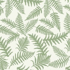 Fern Forest - Woodland Botanical - Ivory Light Green Regular Scale