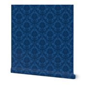 Bird damask - navy blue