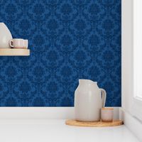 Bird damask - navy blue