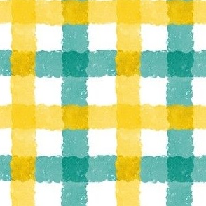 Yellow Teal Watercolor Gingham