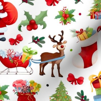 Bigger Scale Santa Claus Scatter Christmas Holiday Reindeer Snowman Trees Sleigh Mistletoe 