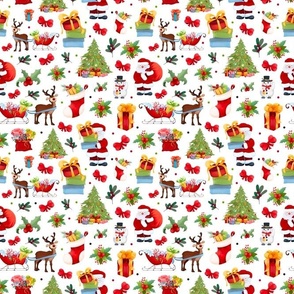 Smaller Scale Santa Claus Scatter Christmas Holiday Reindeer Snowman Trees Sleigh Mistletoe