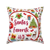 18x18 Pillow Sham Front Fat Quarter Size Makes 18" Square Cushion Cover Santa's Favorite HO Funny Sarcastic Christmas Holiday Reindeer Snowman Trees Sleigh Mistletoe