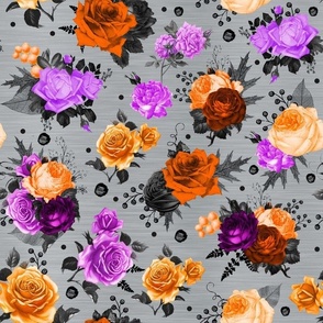 Bigger Scale Wicked Witch Halloween Purple Black Orange Silver Creepy Roses Floral