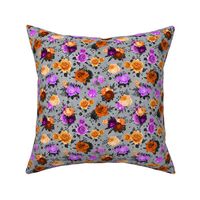 Smaller Scale Wicked Witch Halloween Purple Black Orange Silver Creepy Roses Floral