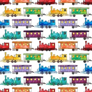 Bigger Scale Rainbow of Trains on White