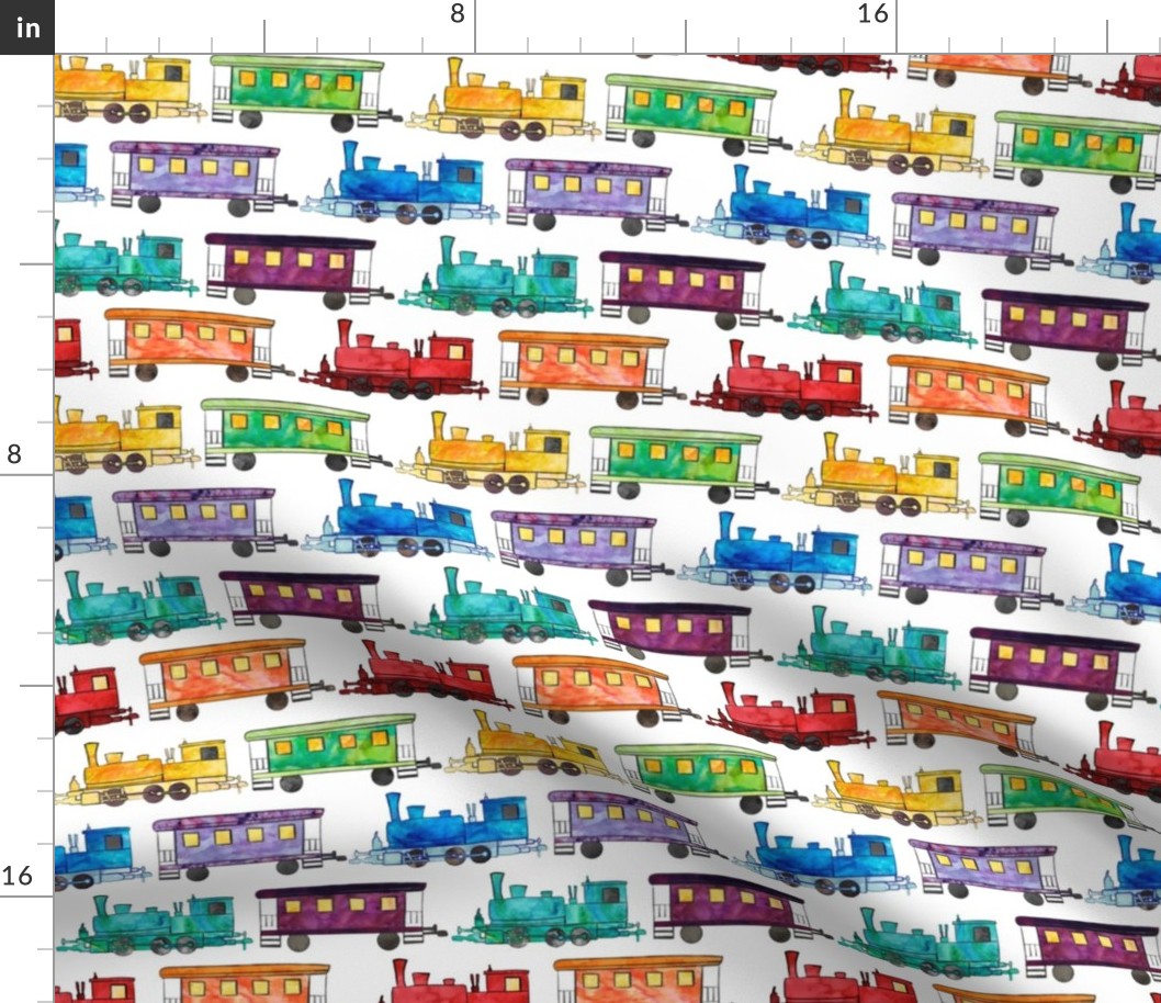 Bigger Scale Rainbow of Trains on White