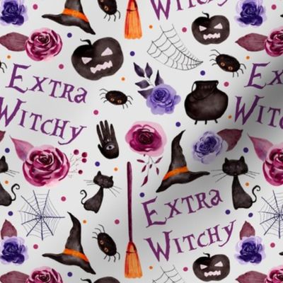 Medium Scale Extra Witchy Sarcastic Halloween Black Cats Cauldrons Spiders with Roses