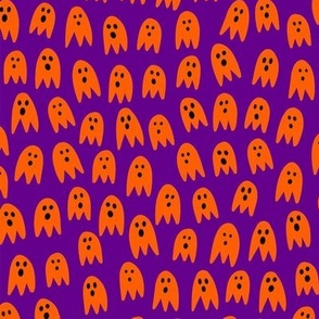 Ghost Dance Party with orange ghosties on purple