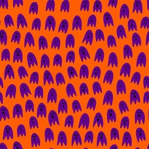Ghost Dance Party with purple ghosties on orange