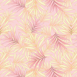 Paisley pink palm leaves 
