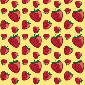 Strawberries on sunny yellow