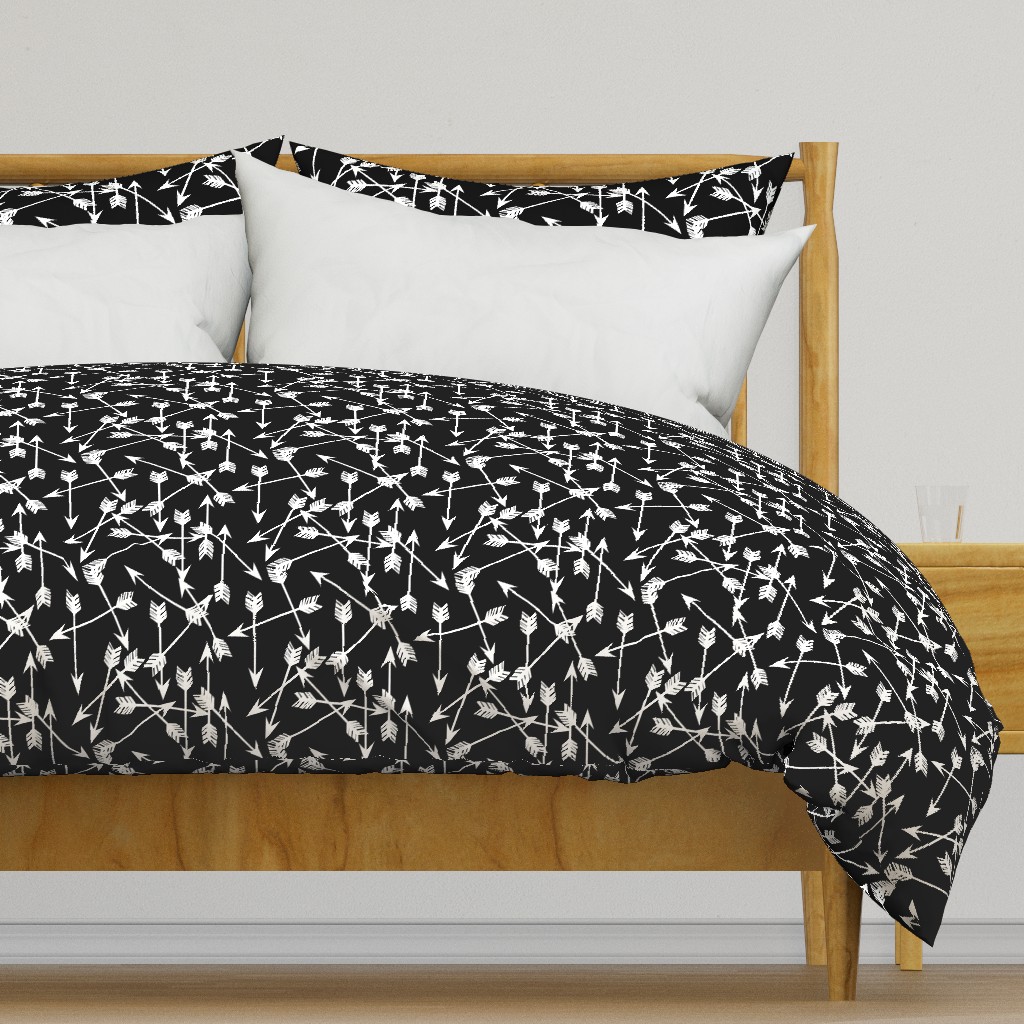 arrows scattered // black and white minimal trendy baby nursery print 