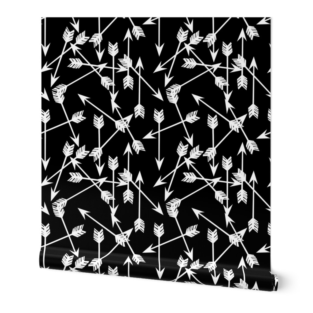 arrows scattered // black and white minimal trendy baby nursery print 