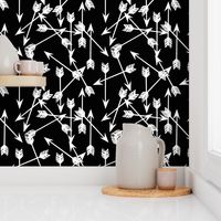 arrows scattered // black and white minimal trendy baby nursery print 