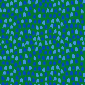 bluebells on green