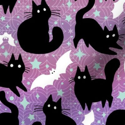 Pastel Halloween with Black Cats