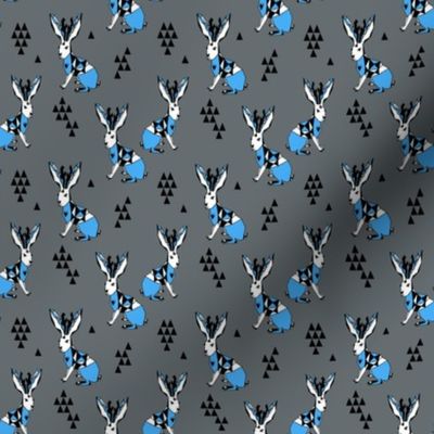 Geometric Jackalope // blue and grey jackalopes