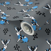 Geometric Jackalope // blue and grey jackalopes