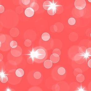 Large Sparkly Bokeh Pattern - Vibrant Coral Color