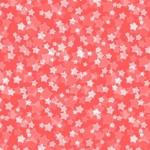 Small Starry Bokeh Pattern - Vibrant Coral Color