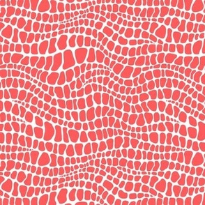 Alligator Pattern - Vibrant Coral and White