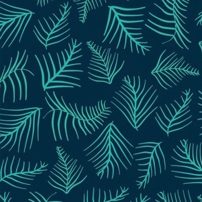 ferns on deep teal green