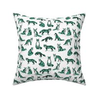 foxes // green small size fox geometric hand-drawn illustration for kids prints