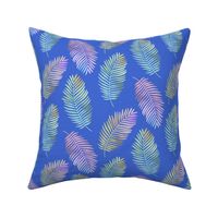 Colorful Tropic Leaves on Blue