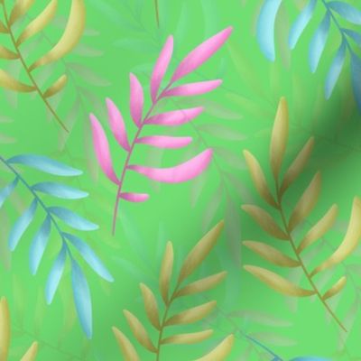 Graceful Pastel Colors Leaves on Green
