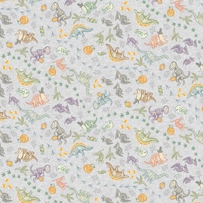 Pastel Halloween Dinosaur Skelatons -Heather Grey