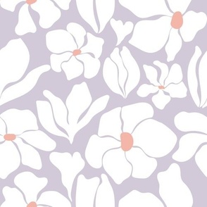 Magnolia Flowers - Matisse Inspired - Light Lilac + White - JUMBO